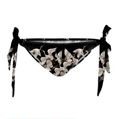 Aloha From Deer Women's Black Cranes Bikini Bows Bottom In Animal Print