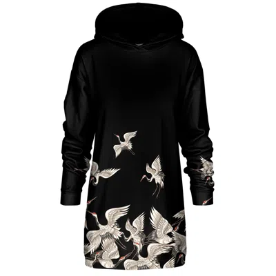 Aloha From Deer Women's Black Cranes Hoodie Oversize Dress