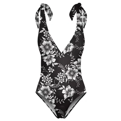 Aloha From Deer Women's Black Dark Flowers One Piece Swimsuit