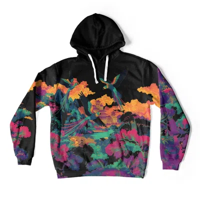 Aloha From Deer Women's Black / Green / Yellow Asian Parrots Oversize Hoodie In Multi