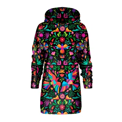 Aloha From Deer Women's Black Mexican Folk Oversize Hoodie Dress