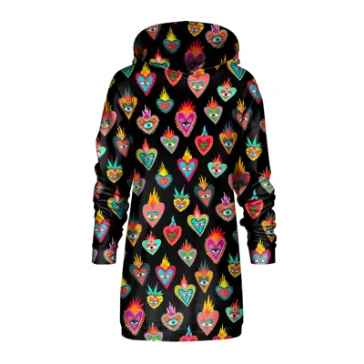 Aloha From Deer Women's Black Mexican Hearts Oversize Hoodie Dress