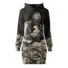Aloha From Deer Women's Black / Neutrals Helm And Heart Oversize Hoodie Dress In Black