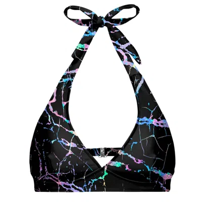 Aloha From Deer Women's Black Nocturnal Glow Halter Neck Bikini Top