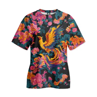 Aloha From Deer Women's Black / Pink / Gold Phoenix Garden Oversize T-shirt