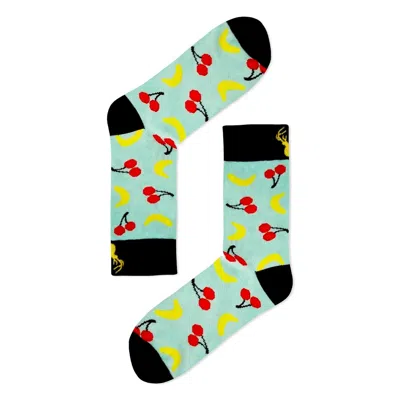 Aloha From Deer Women's Black / Red Cherry Banana Cotton Sock In Multi