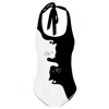 Aloha From Deer Women's Black / White Black And White Cats Open Back Swimsuit In Black/white