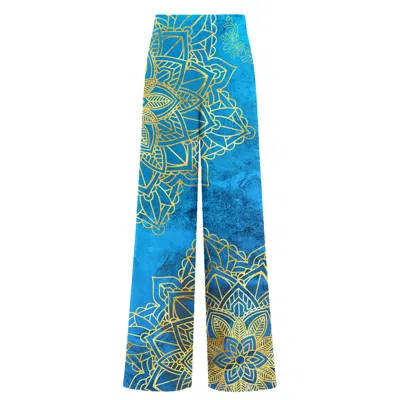 Aloha From Deer Women's Blue / Gold Gold Boho Long Loose Pants In Multi