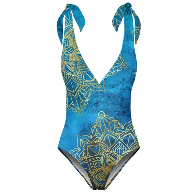Aloha From Deer Women's Blue / Gold Gold Boho One Piece Swimsuit In Multi
