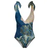 Aloha From Deer Women's Blue / Neutrals Golden Seaweed One Piece Swimsuit
