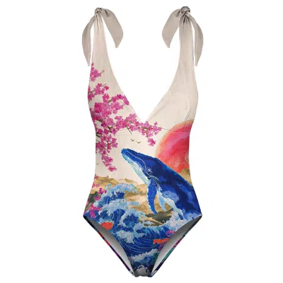 Aloha From Deer Women's Blue / Neutrals Sakura Tide Swimsuit