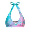Aloha From Deer Women's Blue / Pink / Purple Splashed Halter Neck Bikini Top In Blue/pink/purple