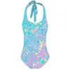 Aloha From Deer Women's Blue Splashed Pattern Swimsuit In Blue