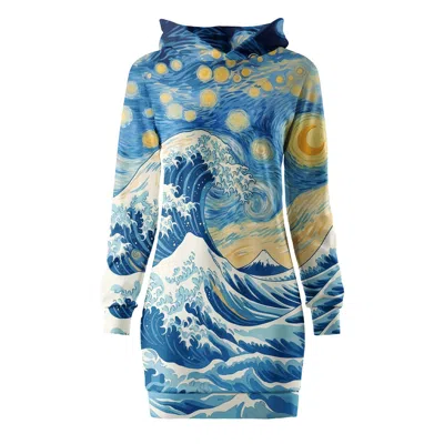 Aloha From Deer Women's Blue Starry Wave Oversize Hoodie Dress