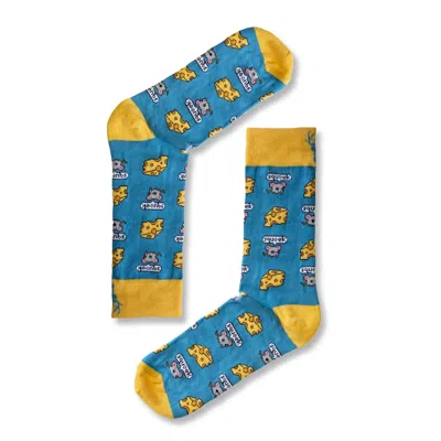 Aloha From Deer Women's Blue / Yellow Cheese Cotton Socks In Multi