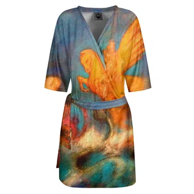 Aloha From Deer Women's Blue / Yellow / Orange Pegasus And Andromeda Envelope Dress In Blue/yellow/orange