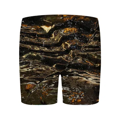 Aloha From Deer Women's Brown Golden Glass Fitness Shorts