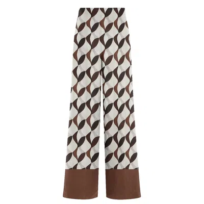 Aloha From Deer Women's Brown / Neutrals Brownie Abstract Long Loose Pants
