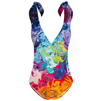 Aloha From Deer Women's Colorful Paintjob One Piece Swimsuit In Multi