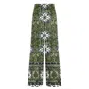 Aloha From Deer Women's Green Ancient Ornament Long Loose Pants