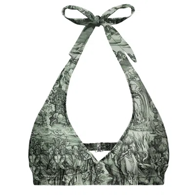 Aloha From Deer Women's Green / Grey Durer Series Apocalypse Halter Neck Bikini Top In Green/grey