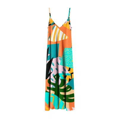 Aloha From Deer Women's Green / Orange Tropical Abstract Maxi Dress In Multi