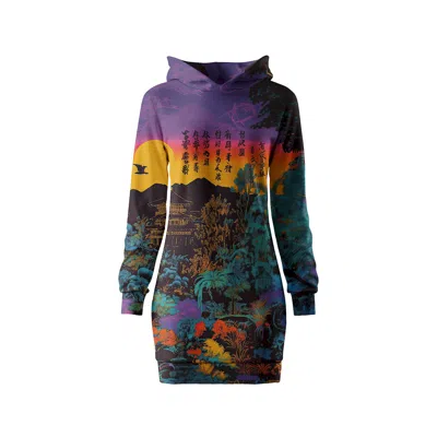 Aloha From Deer Women's Green / Purple / Orange Sunset Fall Oversize Hoodie Dress In Multi