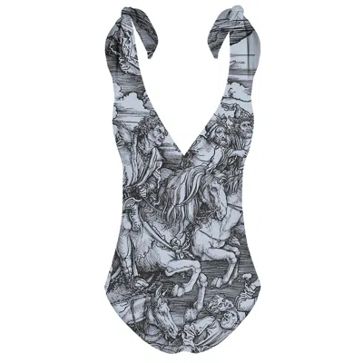 Aloha From Deer Women's Grey / Black Durer Series - Four Riders One Piece Swimsuit In Gray