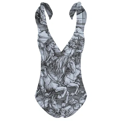 Aloha From Deer Women's Grey / Black Durer Series - Four Riders One Piece Swimsuit In Grey/black