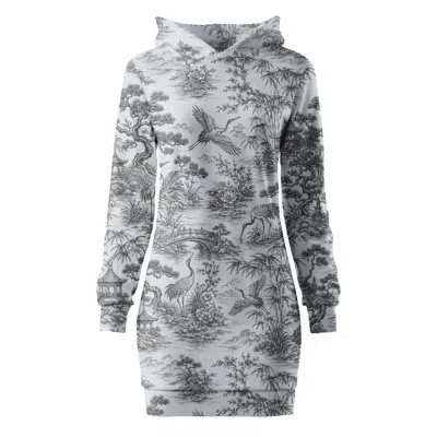 Aloha From Deer Women's Grey Crane Garden Oversoze Hoodie Dress