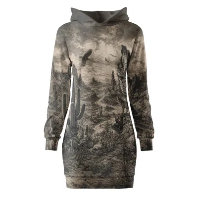 Aloha From Deer Women's Grey Desert Howl Oversize Hoodie Dress