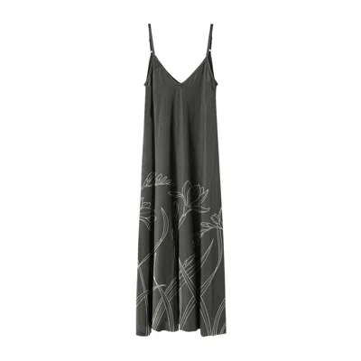 Aloha From Deer Women's Grey Line Bloom Maxi Dress In Gray