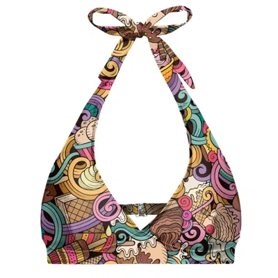 Aloha From Deer Women's Ice Cream Love Halter Neck Bikini Top In White