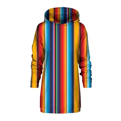 Aloha From Deer Women's Mexican Stripes Oversize Hoodie Dress In Blue/green/red/yellow