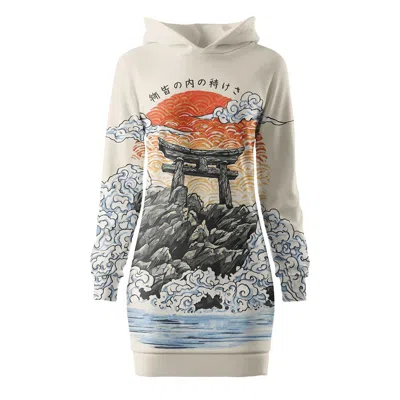 Aloha From Deer Women's Neutrals / Black / Orange Torii Gate Oversize Hoodie Dress In Multi