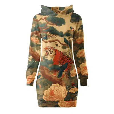 Aloha From Deer Women's Neutrals / Green Korean Folk Oversize Hoodie Dress