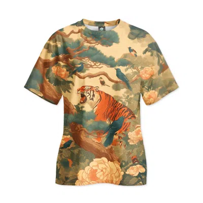 Aloha From Deer Women's Neutrals / Green Korean Folk Oversize T-shirt