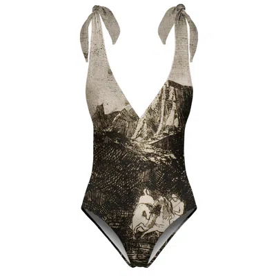 Aloha From Deer Women's Neutrals Two Small Horsemen One Piece Swimsuit
