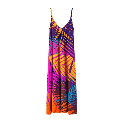 Aloha From Deer Women's Orange / Purple Colorful Palm Maxi Dress In Multi