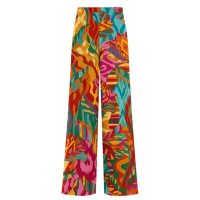 Aloha From Deer Women's Orange / Red / Green Jungle Long Loose Pants In Multi