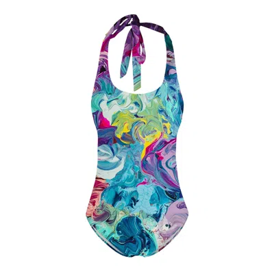 Aloha From Deer Women's Paintjob Open Back Swimsuit In Multi