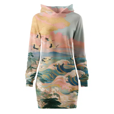 Aloha From Deer Women's Pink / Blue Pink Waves Oversize Hoodie Dress In Pink/blue