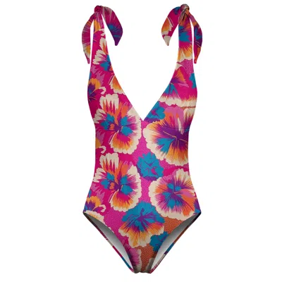 Aloha From Deer Women's Pink / Blue Tropicana One Piece Swimsuit In Multi