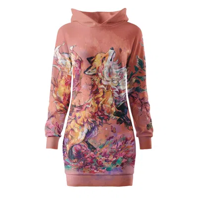 Aloha From Deer Women's Pink / Gold Fox Oversize Hoodie Dress In Multi