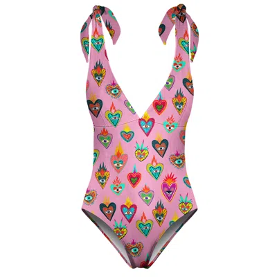 Aloha From Deer Women's Pink Mexican Hearts One Piece Swimsuit