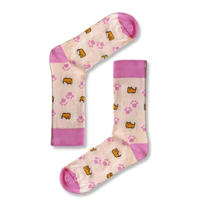 Aloha From Deer Women's Pink / Orange Kitty Cat Cotton Socks In Multi