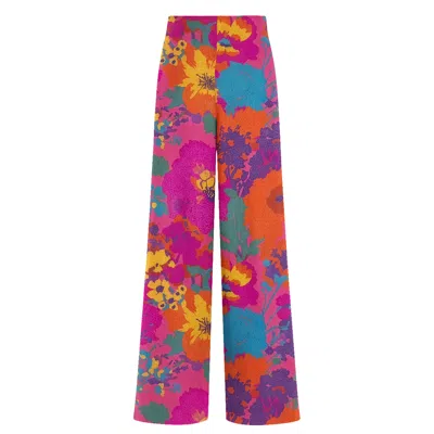 Aloha From Deer Women's Pink / Orange Sunset Garden Long Loose Pants In Multi