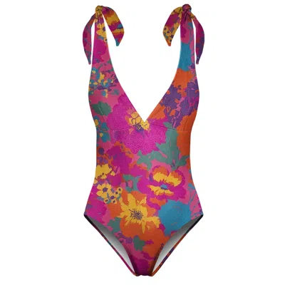 Aloha From Deer Women's Pink / Orange / Yellow Sunset Garden One Piece Swimsuit