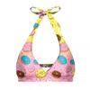 Aloha From Deer Women's Pink / Purple / Yellow Bite Sized Halter Neck Bikini Top In Pink/purple/yellow