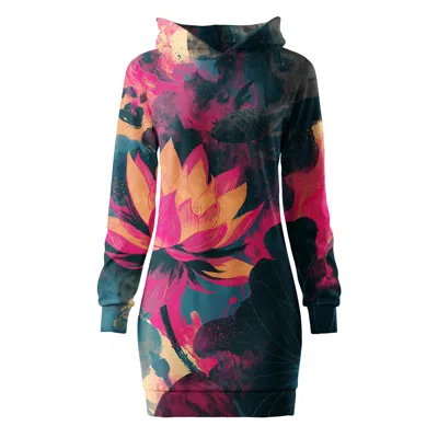 Aloha From Deer Women's Pink / Yellow Lotus Flower Oversize Hoodie Dress In Pink/yellow